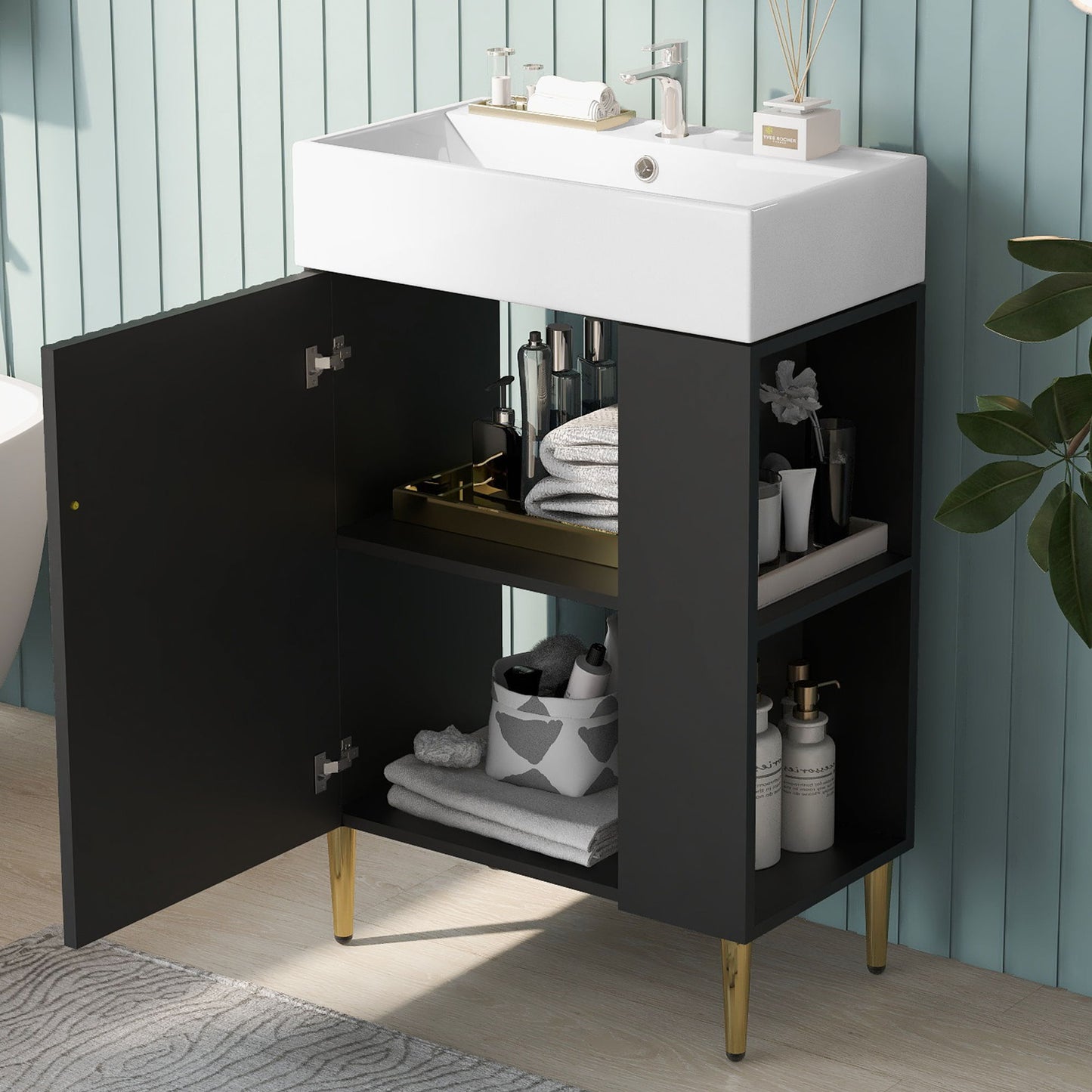 Bathroom Vanity, Combo Cabinet, Bathroom Storage Cabinet, Single Ceramic Sink