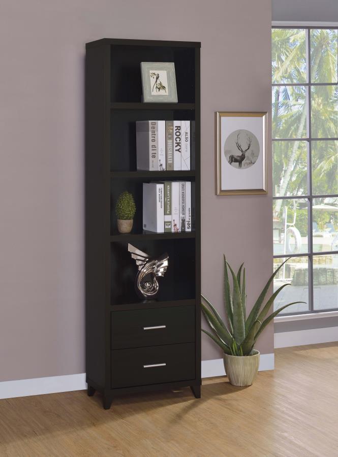 Lewes - 4-Shelf Engineered Wood Media Tower - Cappuccino