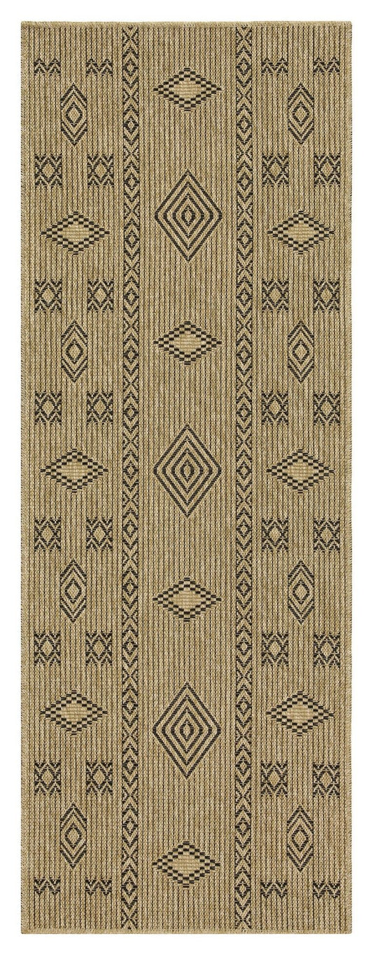 Earth - 2'7" X 7'3" Indoor / Outdoor Area Rug - Jute / Black