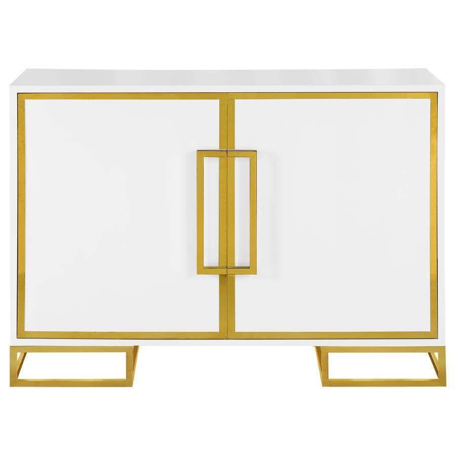 Elsa - 2 Door Wood Storage Accent Cabinet - White And Gold