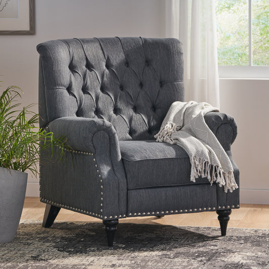 Classic Style Fabric Push Back Chair - Charcoal