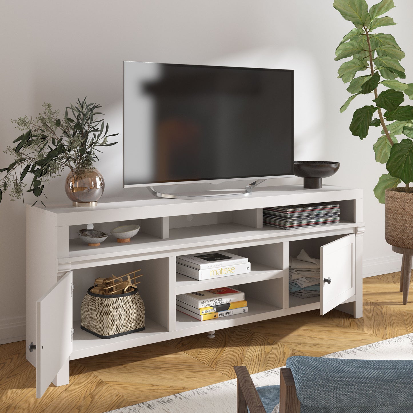 Modern - 75" TV Stand Conosle For TVs 85" - White