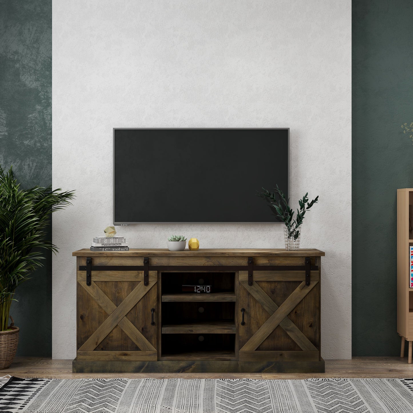 Farmhouse - TV Stand Console - Barnwood