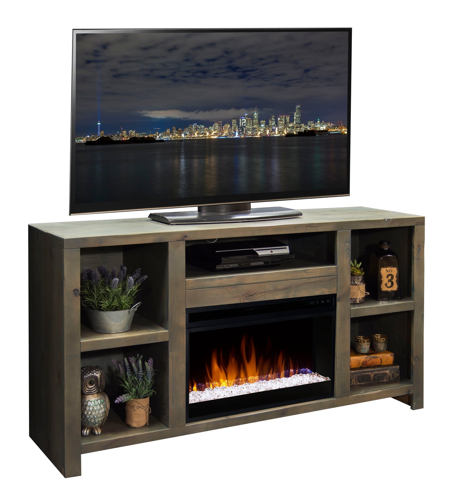 Joshua Creek - 62" Electric Fireplace TV Stand For TVs Up To 70" - Barnwood