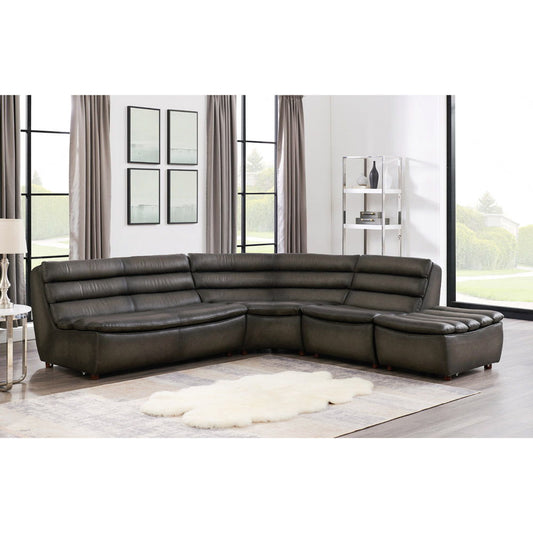 Carter Leather Sectional - Gray