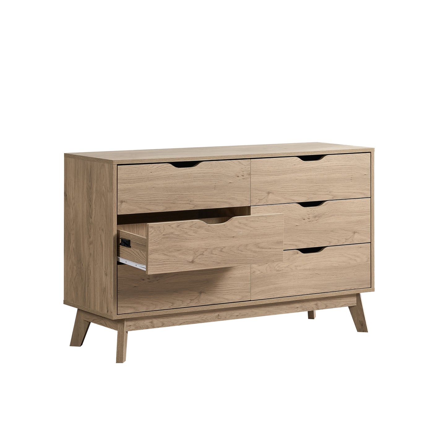 Nordica - 6 Drawer Master Dresser With Interlock Drawer Feature Drawer Slide And Interlock Pre-Assembly, Wide Dressers For Bedroom 6 Deep Drawers For Closet Organizer - Natural Oak