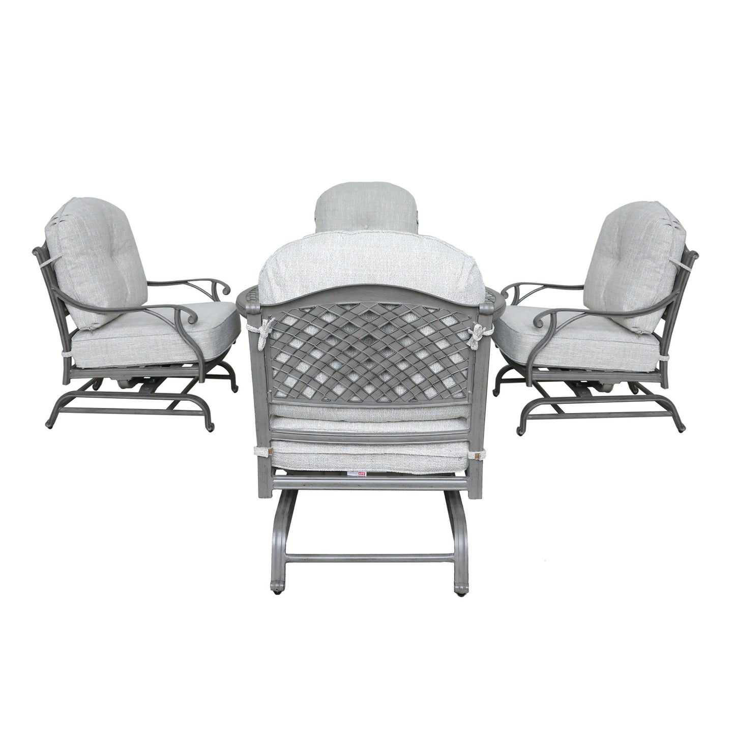 5 Piece Cast Aluminum Chat Fire Pit Set With Cushion