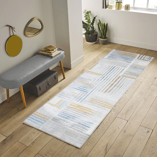 Nova - 2'7" X 7' Area Rug Polypropylene - Multi / White