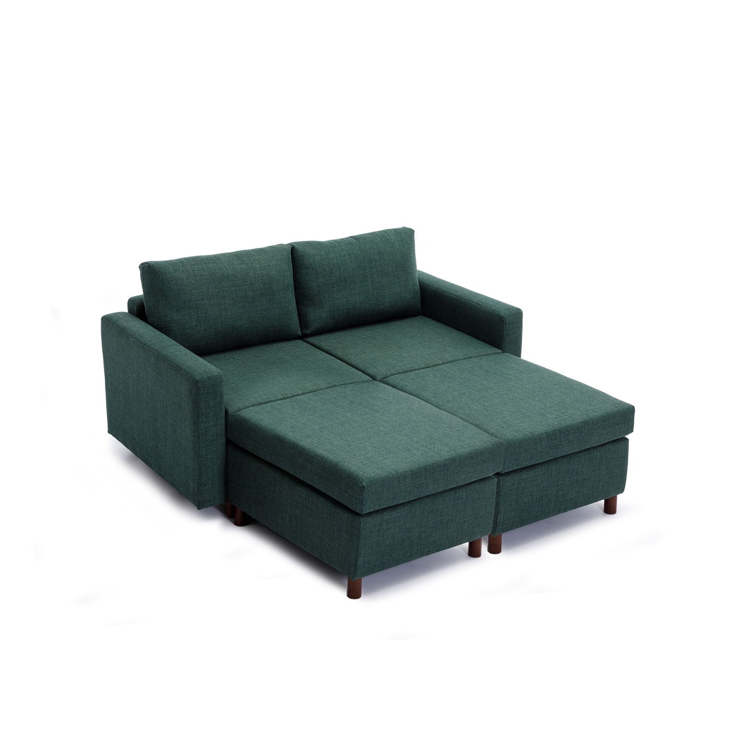 2 Seat Module Sectional Sofa Couch With 2 Ottoman For Living Room, Seat Cushion And Back Cushion Non-Removable And Non-Washable