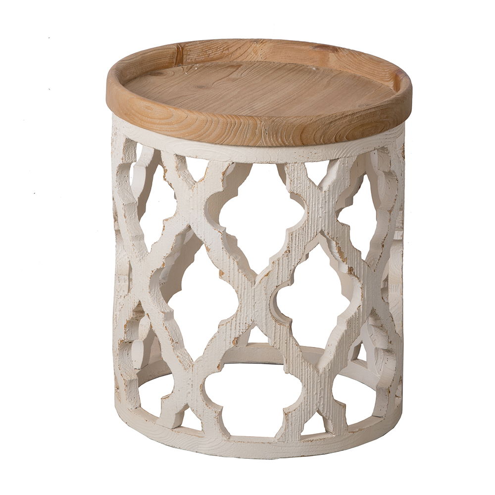 Large Distressed Side Table - White