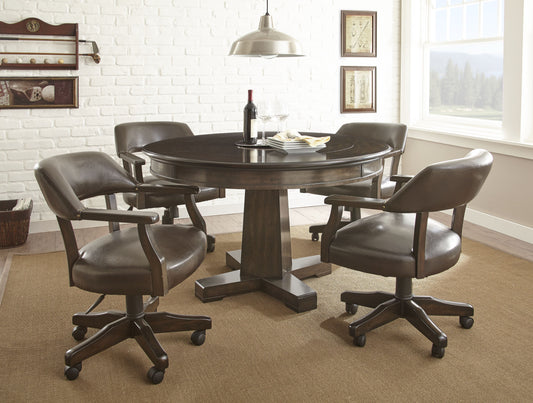 Ruby - 5 Piece Dining Set With Game Table - Brown