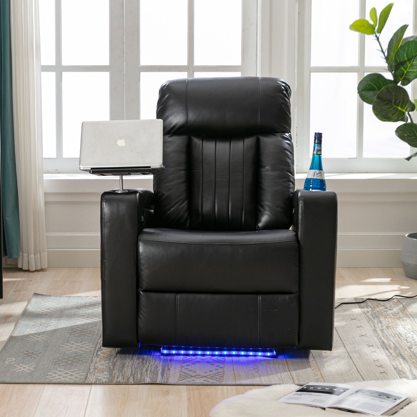 Premium Power Recliner With Storage Arms, Cupholders, Swivel Tray Table And Cell Phone Stand