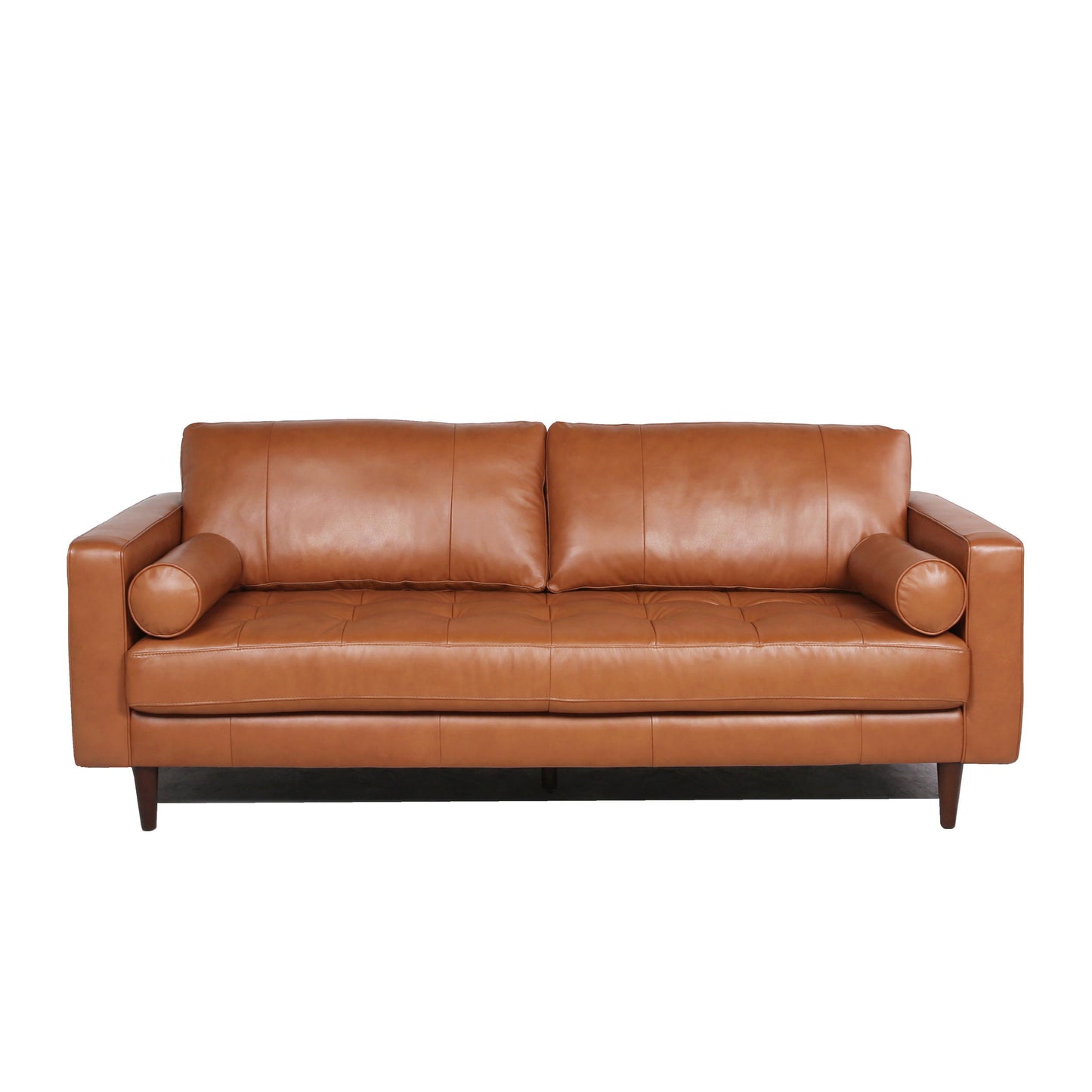 Mid-Century Tufted, Leather Sofa