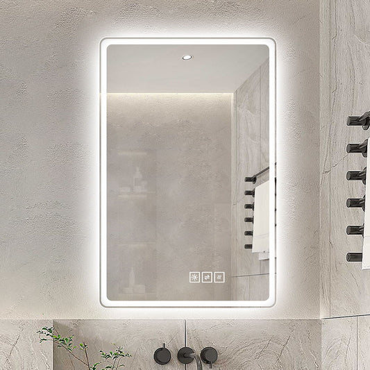 Bathroom Mirror With LED Lights, Anti-Fog Lighted Vanity Mirrors For Wall Mounted And 5 Level Dimmable, Horizontal / Vertical - Clear