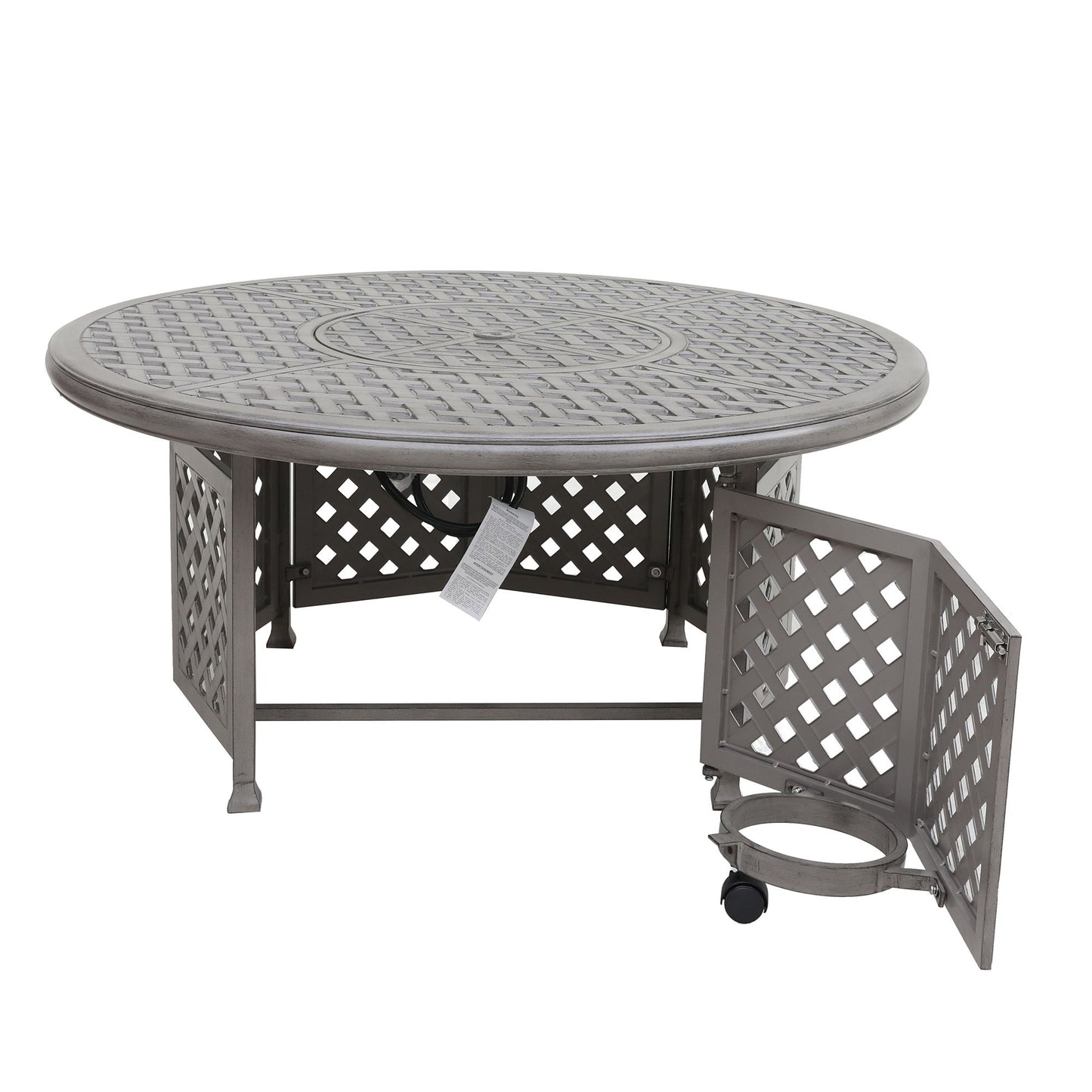 Cast Aluminum Propane Gas Firepit Table, Chat Height - Gray