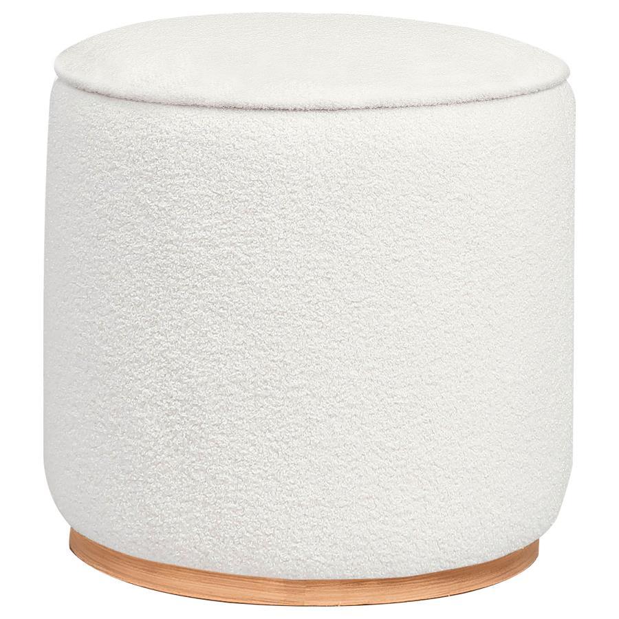 Zena - Faux Sheepskin Upholstered Round Ottoman