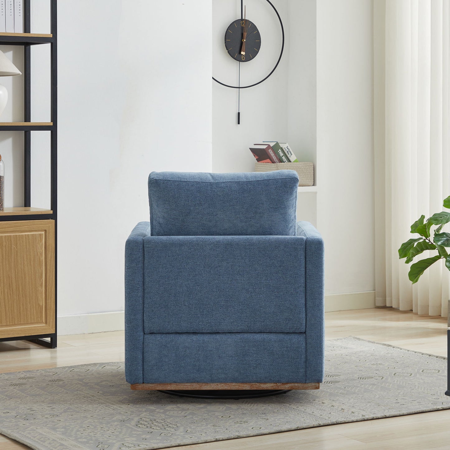 Square Upholstered Swivel Accent Chair And Comfy Accent Single Sofa Chair, 360° Club Chair, Lounge Armchair For Living Room Bedroom Apartment Nursery