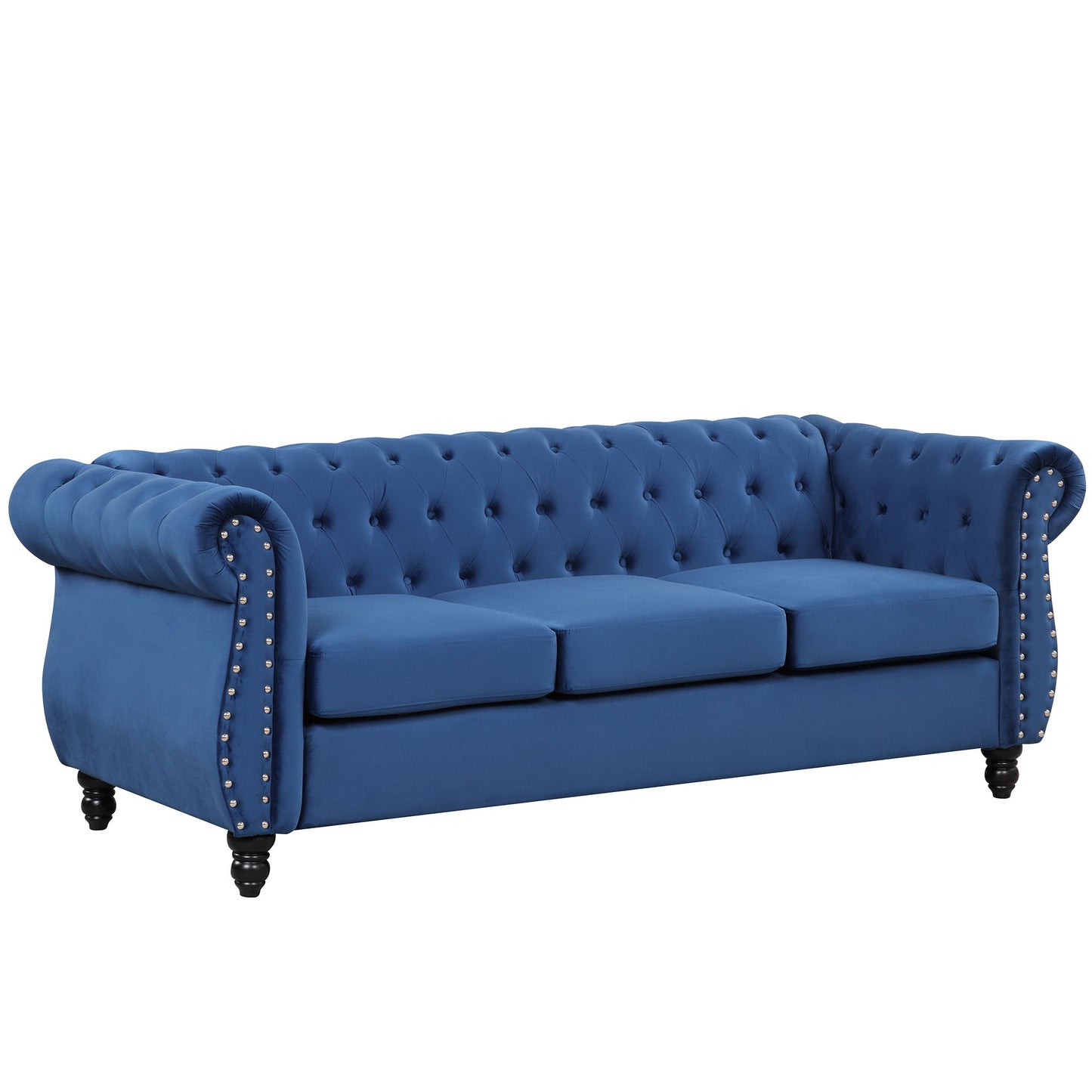 Modern Sofa Dutch Plush Upholstered Sofa, Wood Legs, Buttoned Tufted Backrest