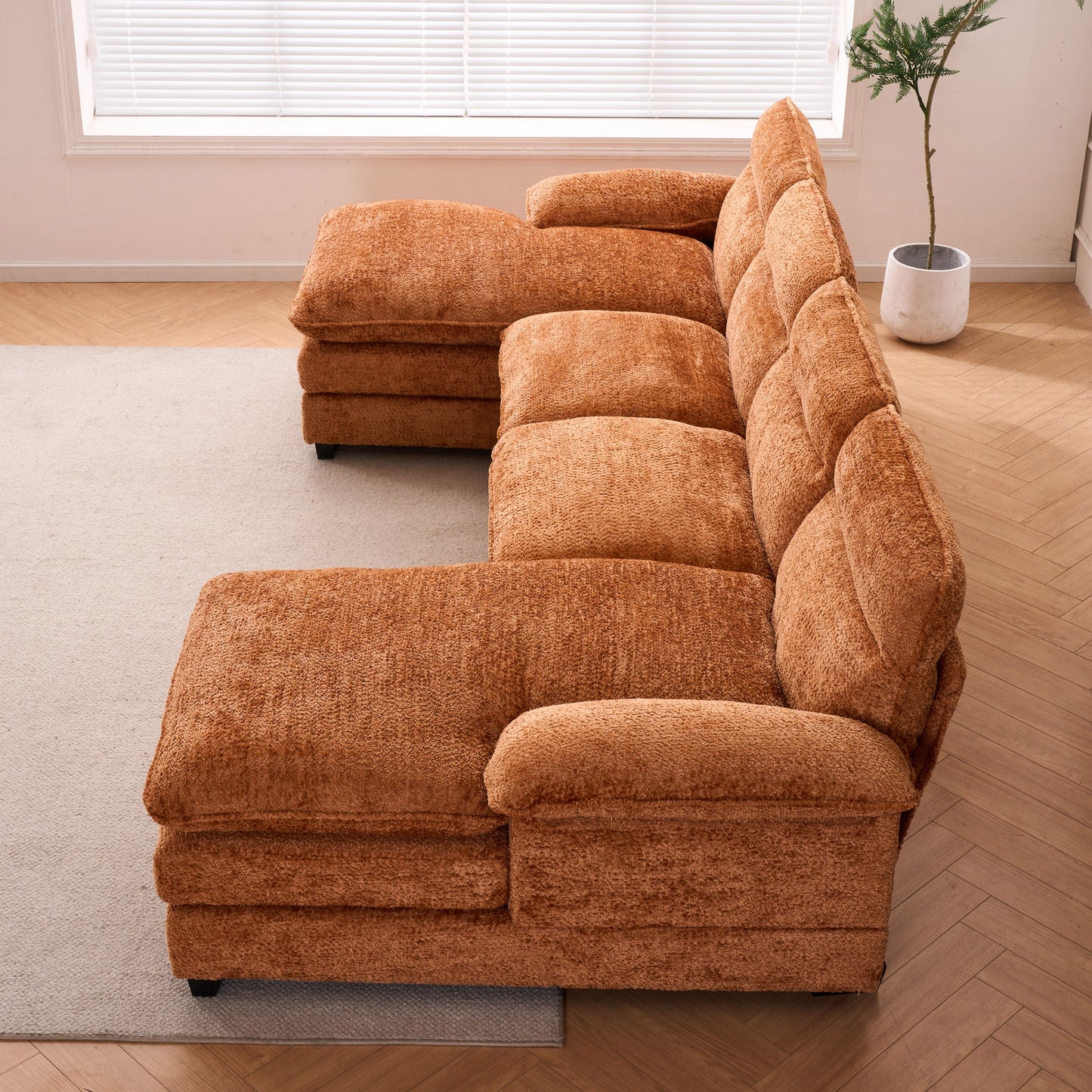 U-Shaped Profile Sofa, Including Two Single Seats And Two Chaise, Modular Sofa, Chenille Sofa