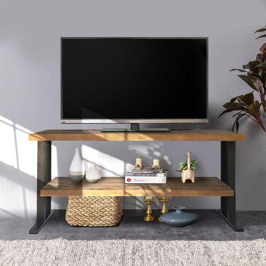 Media Console Table With One Shelf To Your Home Decor - Natural / Black