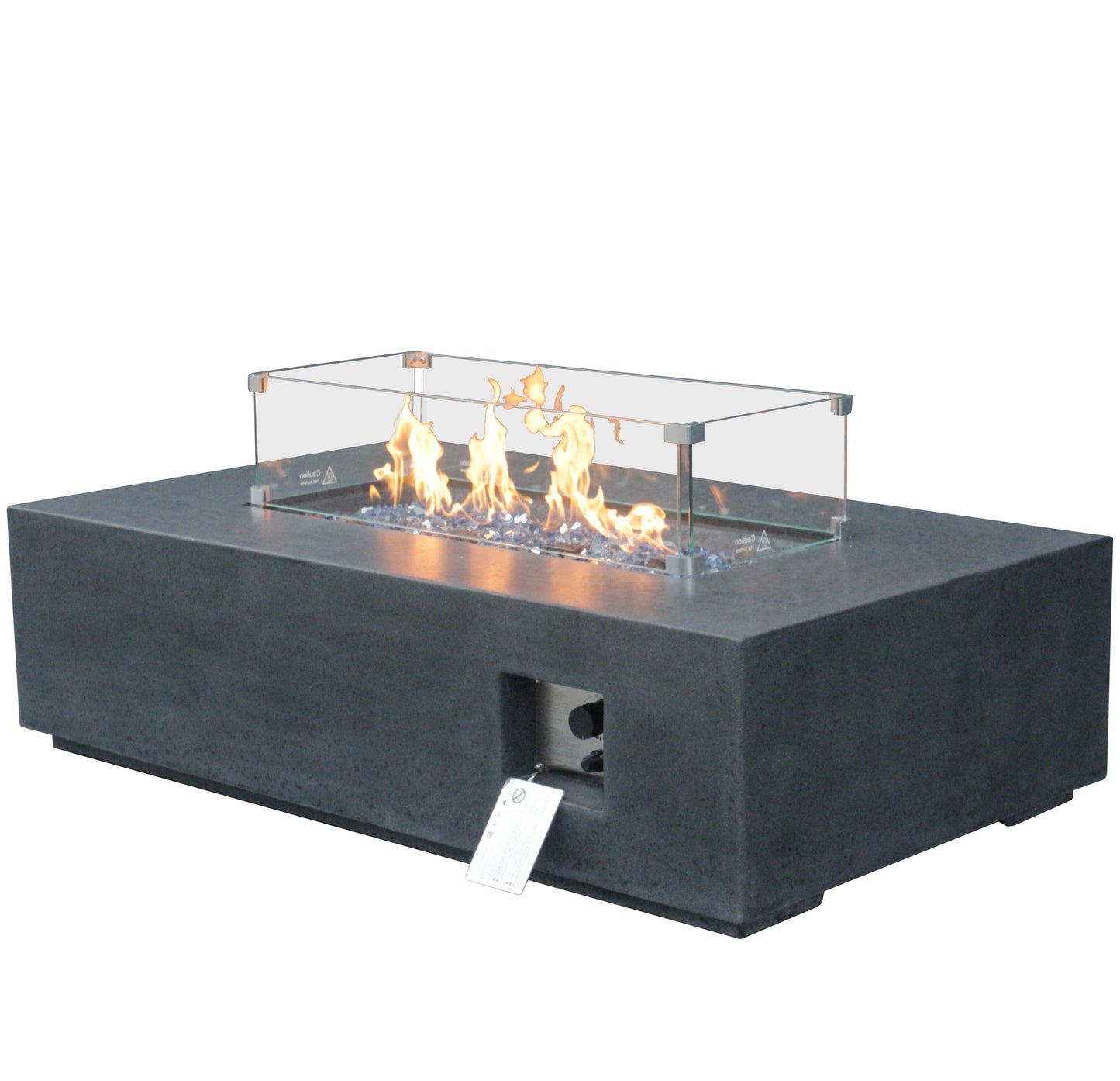 Outdoor Concrete Propane Gas Rectangle Fire Pit Table