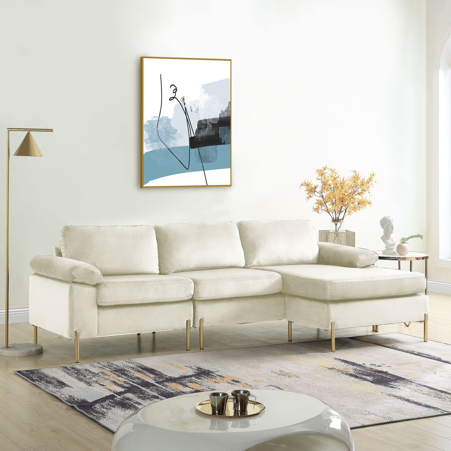 Shannon - Velvet Sectional Sofa With Chaise