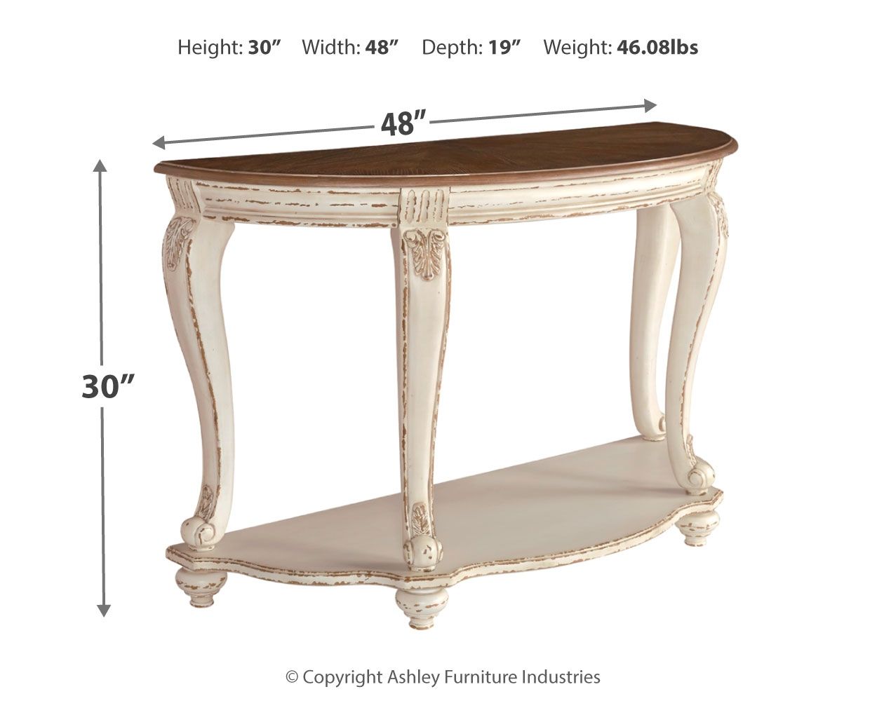 Realyn - White / Brown - Sofa Table