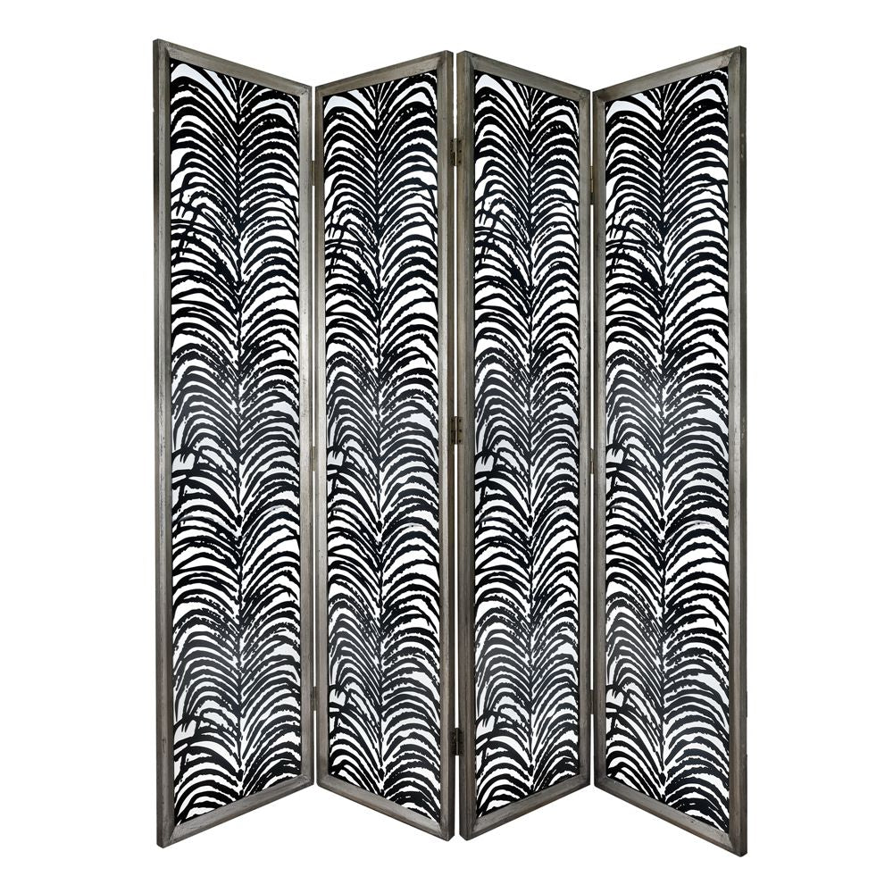 Room Divider, Herero 4 Panel Decorative Screen - Black