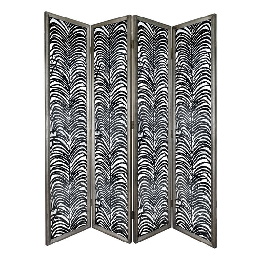 Room Divider, Herero 4 Panel Decorative Screen - Black