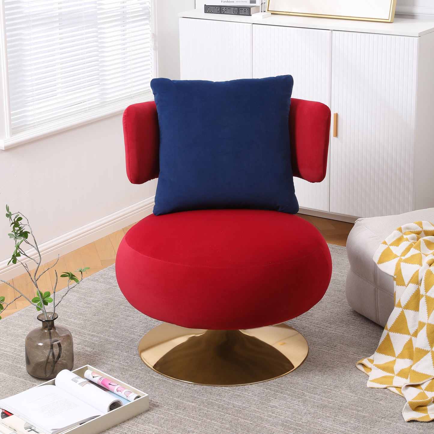 Swivel Accent Chair Armchair, Round Barrel Chair For Living Room Bedroom