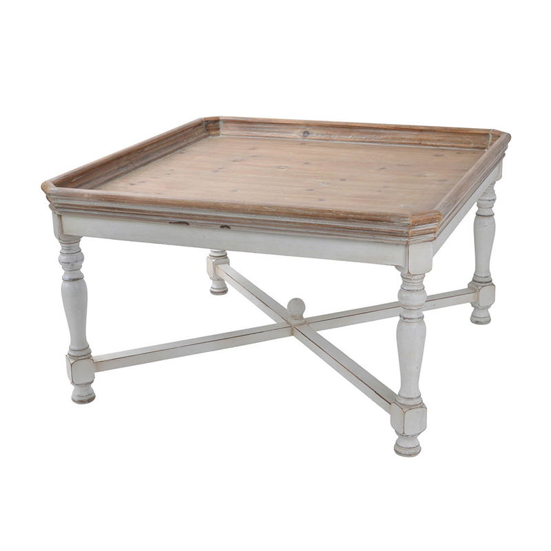 Square Alcott Coffee Table, French Countory Tray Table - White