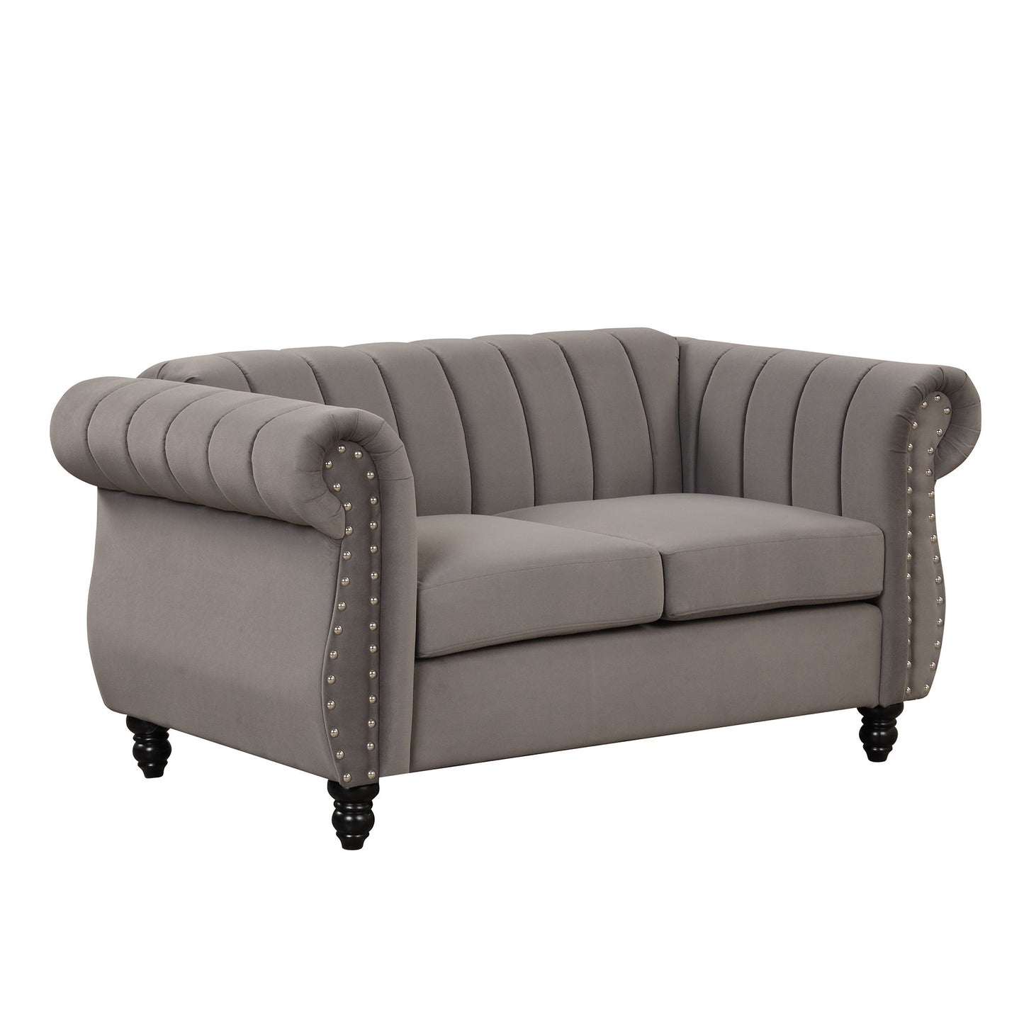 Modern Sofa Dutch Fluff Upholstered Sofa With Solid Legs, Buttoned Tufted Backrest