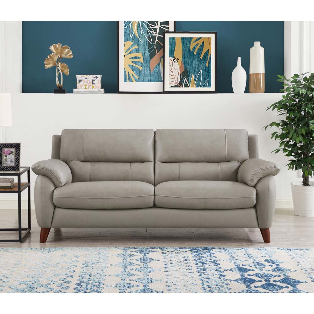 Lara - Leather Sofa - Stone Gray