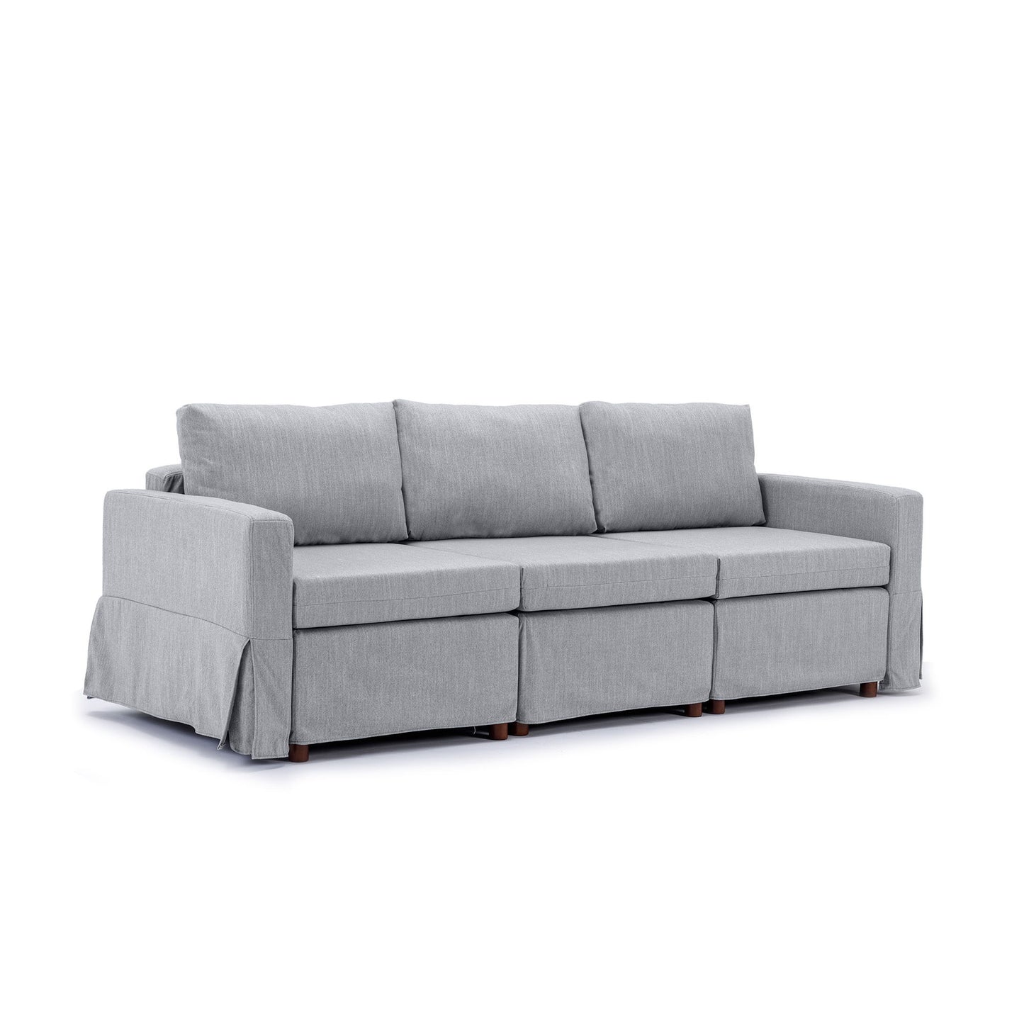 3 Seat Module Sectional Sofa Couch With 2 Ottoman For Living Room, Seat Cushion And Back Cushion Non-Removable And Non-Washable