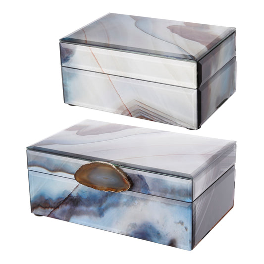 Decorative Nesting Jewelry Boxes, Stackable Decorative Storage Boxes With Lids (Set of 2) - Colorful