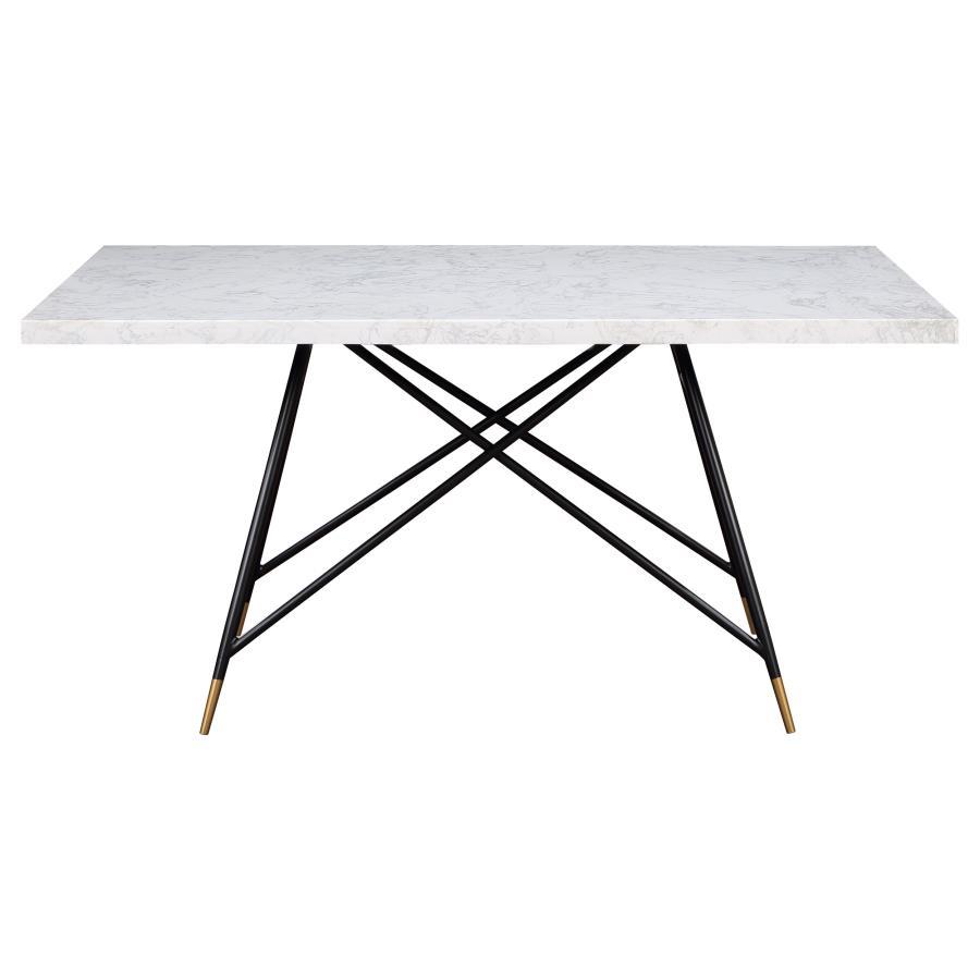 Gabrielle - Rectangular Marble Top Dining Table - White