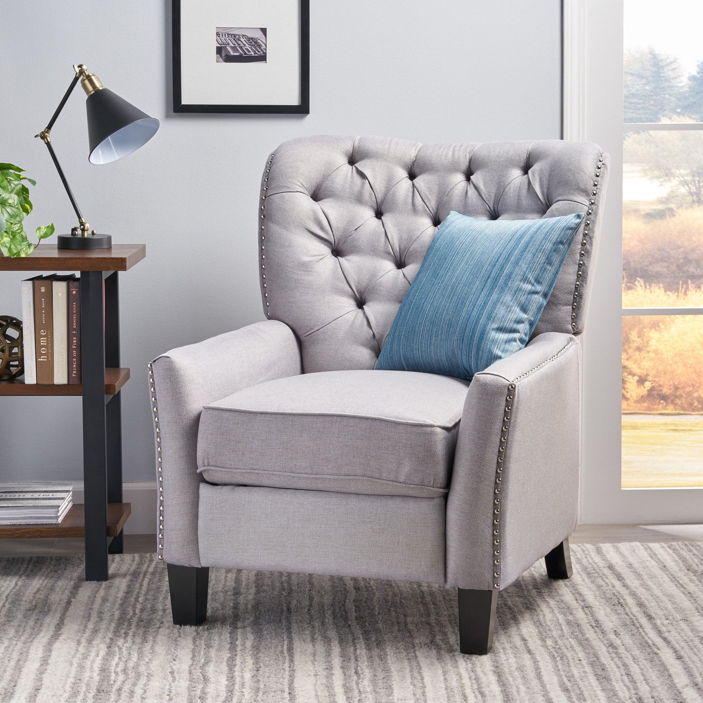 Modern Fabric Push Back Recliner - Light Gray