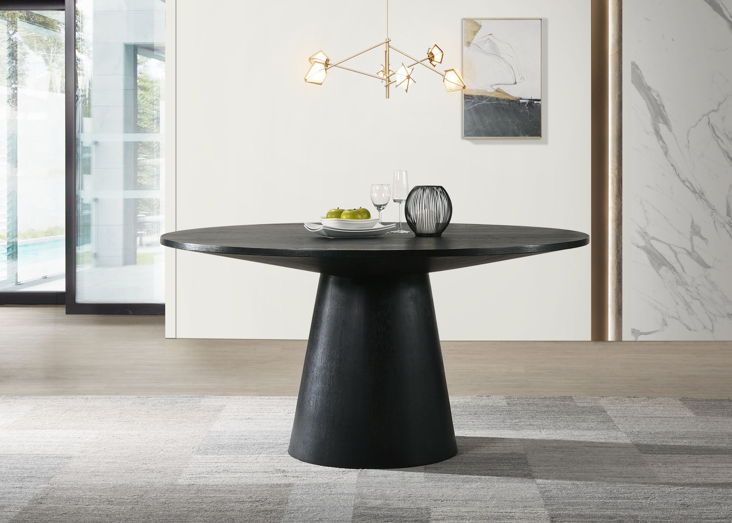 Jasper - 7 Piece Round Dining Room (Set of 7) - Ebony Black