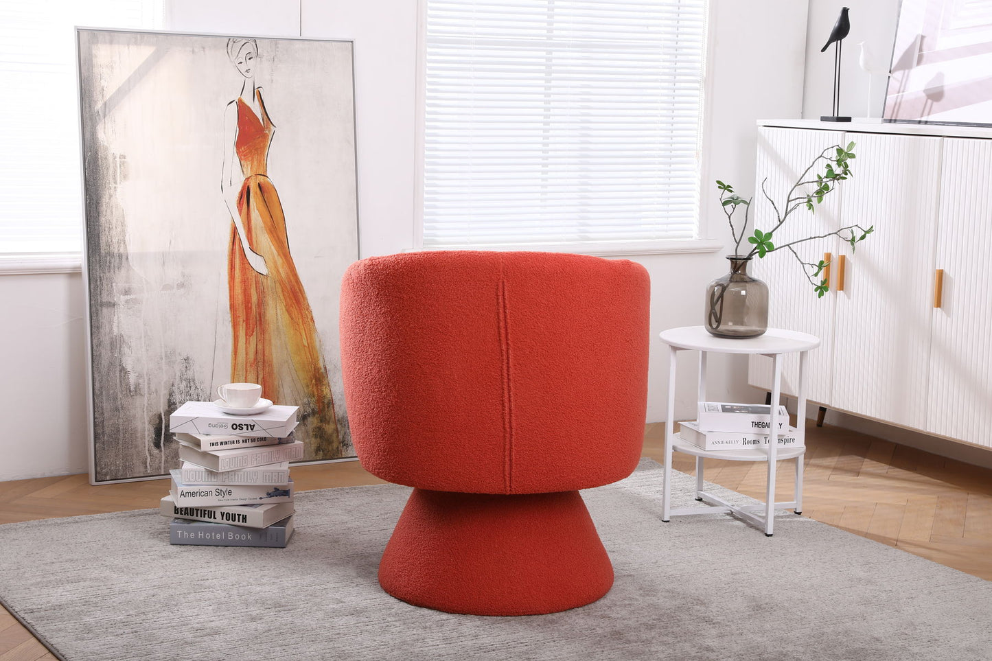 Swivel Accent Chair, Armchair Round Barrel Chair In Fabric For Living Room Bedroom