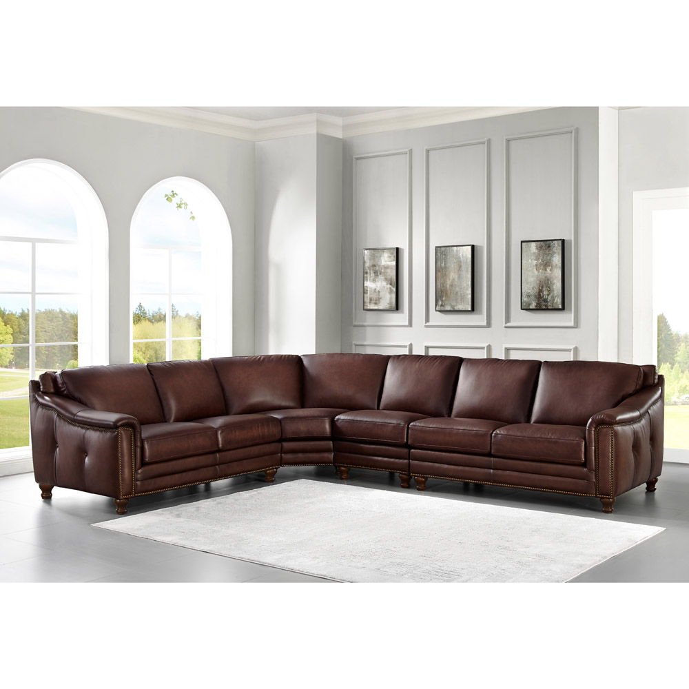 Belfast - Leather Sectional - Brown