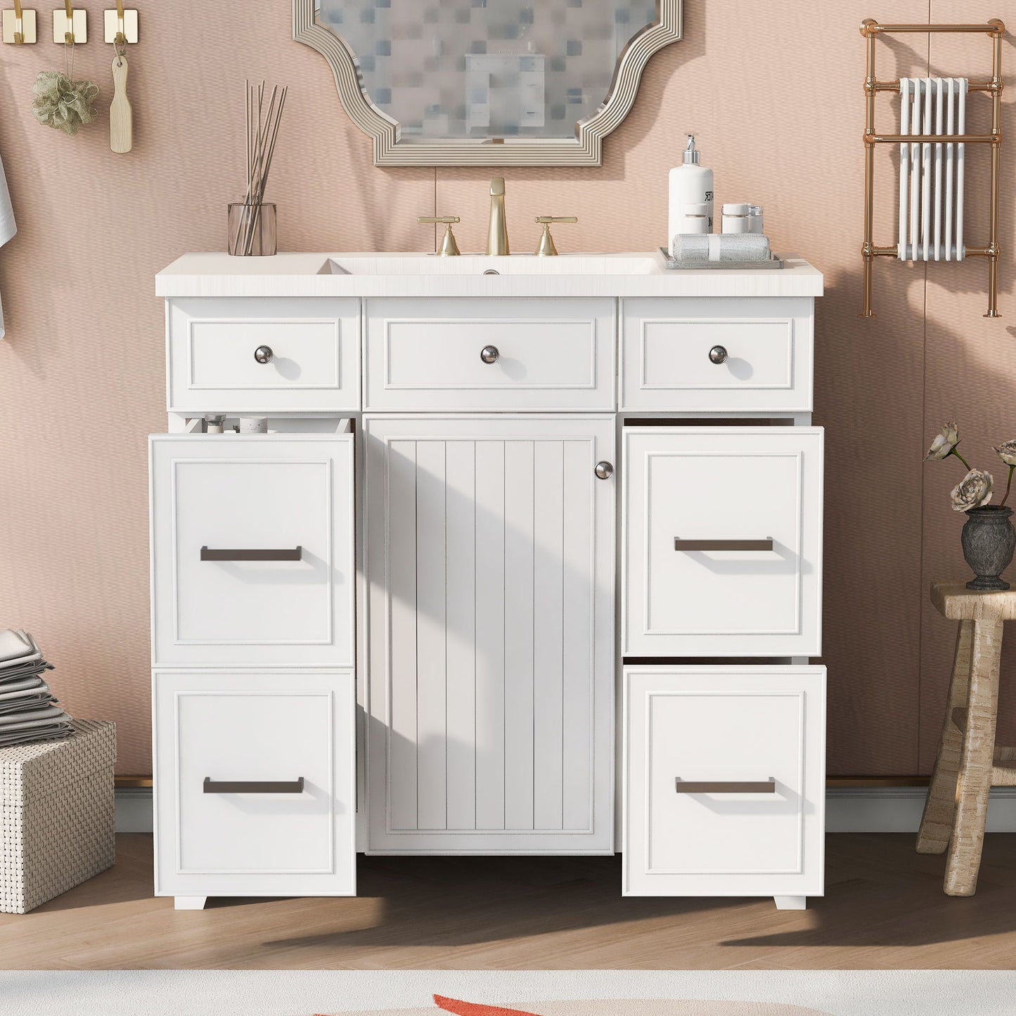 Bathroom Vanity Cabinet With Sink Top Combo Set, Single Sink, Shaker Cabinet With Soft Closing Door And Drawer