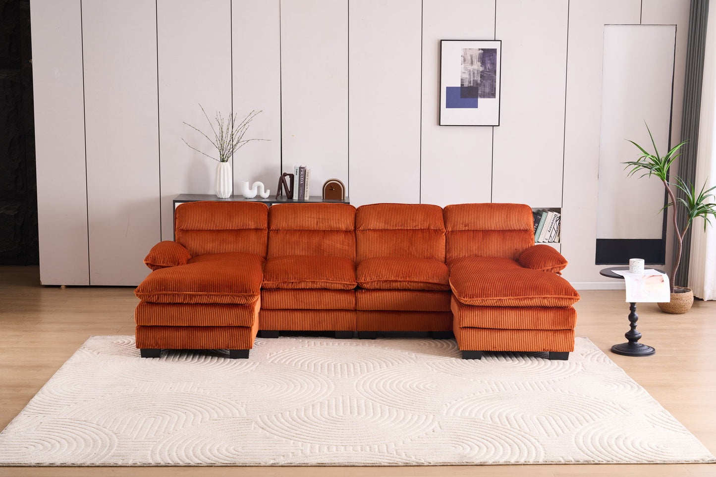 U-Shaped Profile Sofa, Including Two Single Seats And Two Chaise, Modular Sofa, Corduroy Sofa