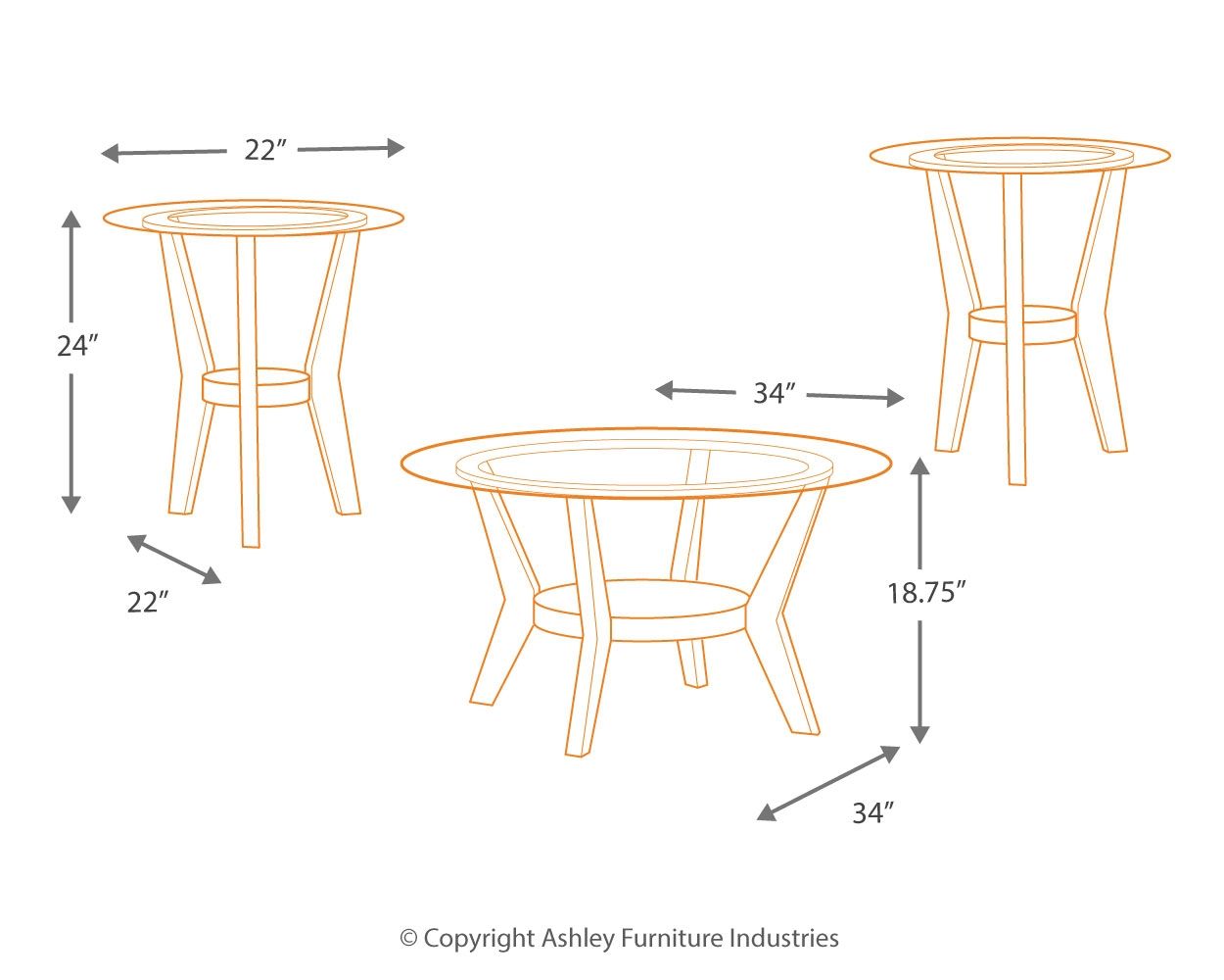 Fantell - Dark Brown - Occasional Table Set (Set of 3)