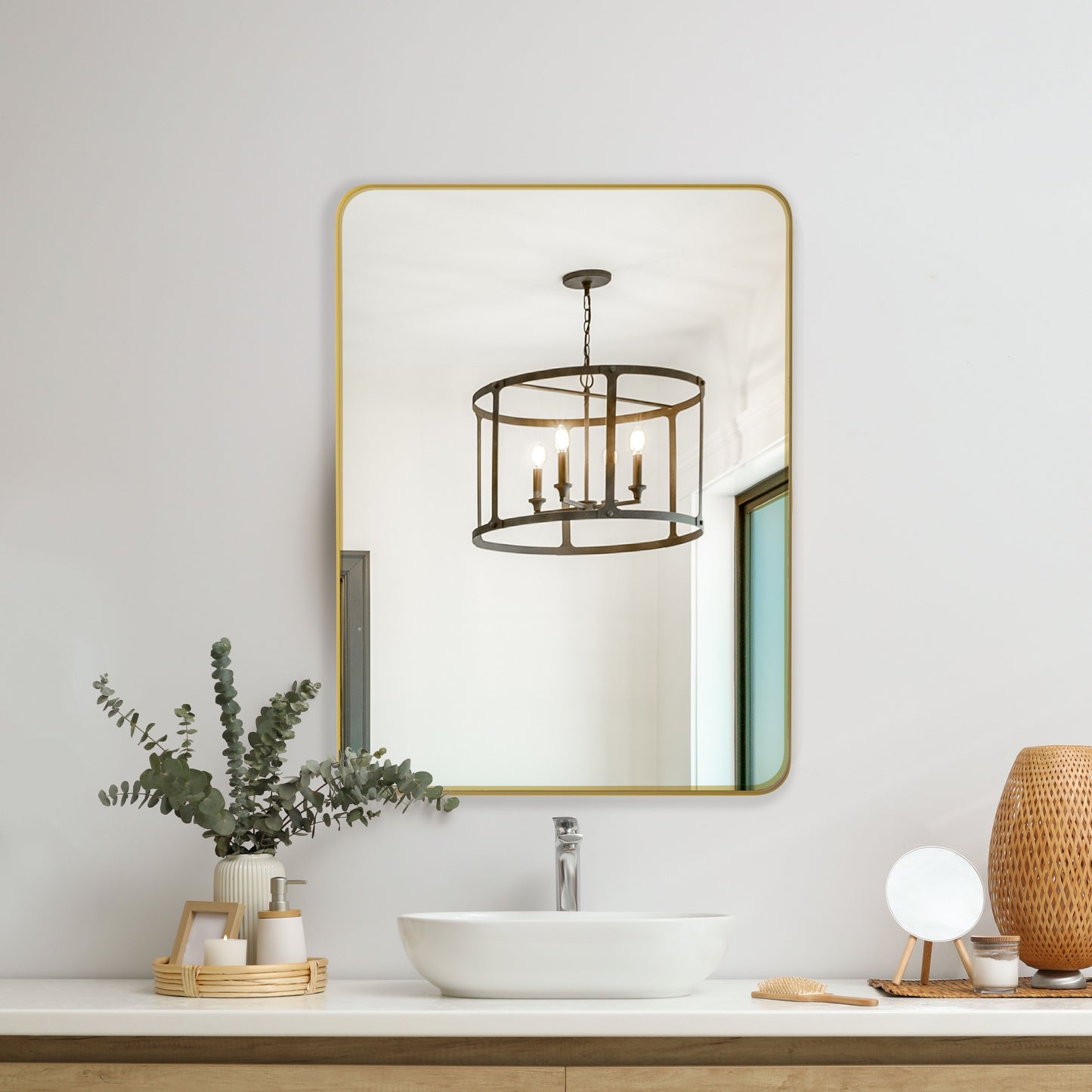 Wall Mirror Rectangular Mirror Metal Framed Mirror Vanity Mirror Dressing Mirror, For Bathroom, Living Room, Bedroom