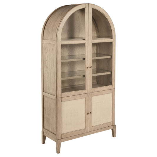 Kailani - 4-Door Cane Dining Vitrine Display Cabinet - Beige Oak