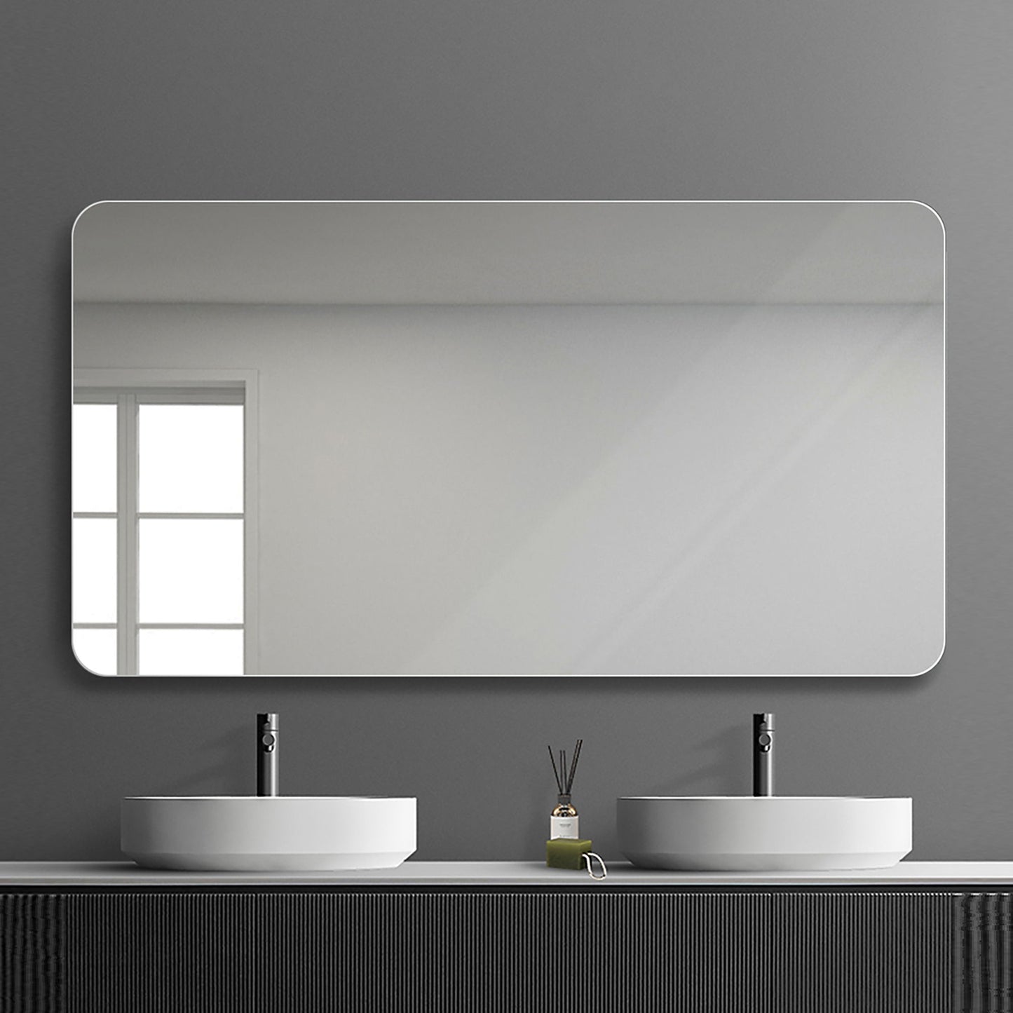 Bathroom Vanity Mirror, Wall-Mounted Mirror For Bathroom Anti-Fog Waterproof - Clear