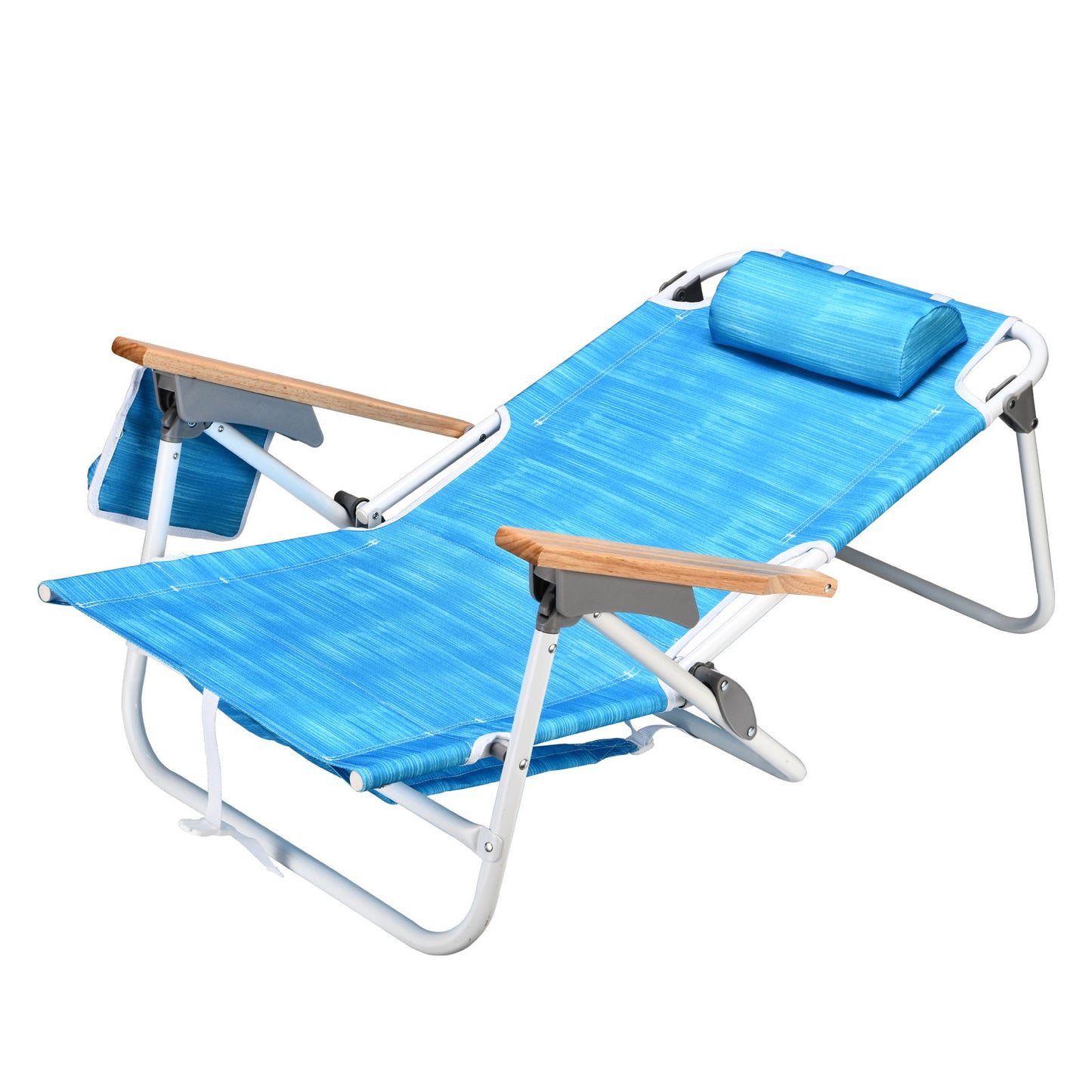 Backpack Beach Chair For Adults, Beach Towel, 5 Position Chair With Pouch Folding Lightweight Positions Back Pack, 1 Piece - Aqua Blue