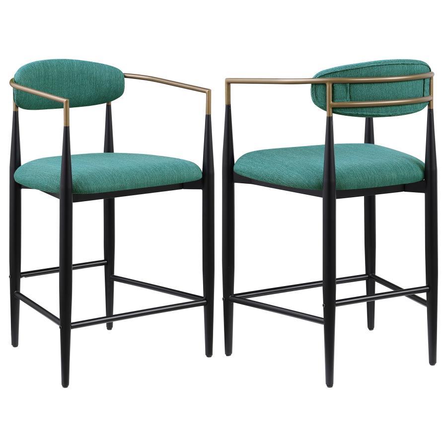 Tina - Metal Counter Height Bar Stool With Upholstered Back And Seat (Set of 2)