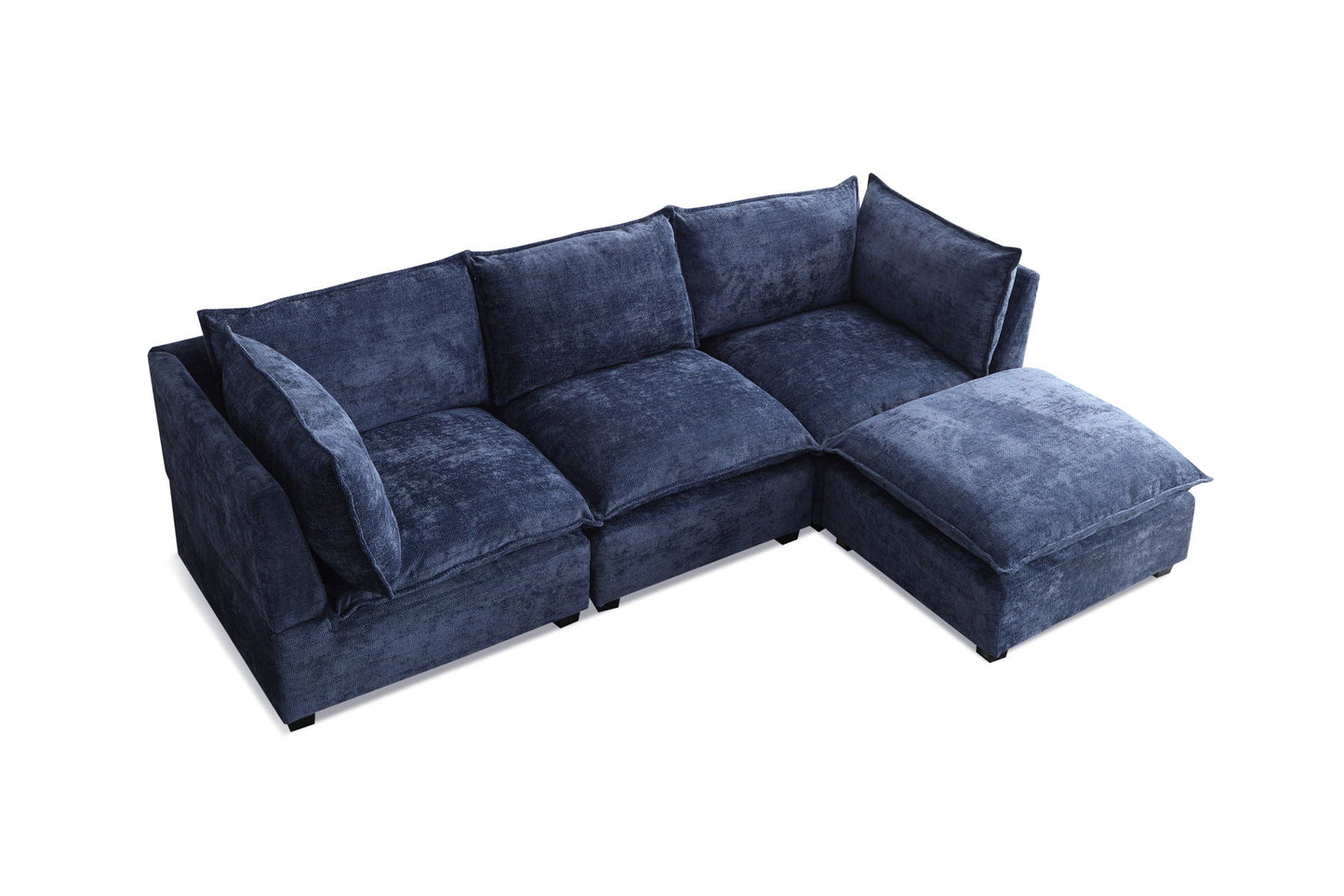 Modern Sectional L-Shape Sofa With Convertible Ottoman For Living Room