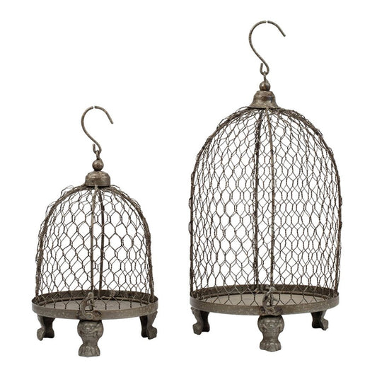 Phineas Hanging Wire Mesh Candle Holders (Set of 2) - Antique Gray